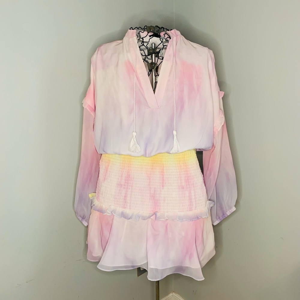 Aqua Ombré Smock Mini Dress Medium